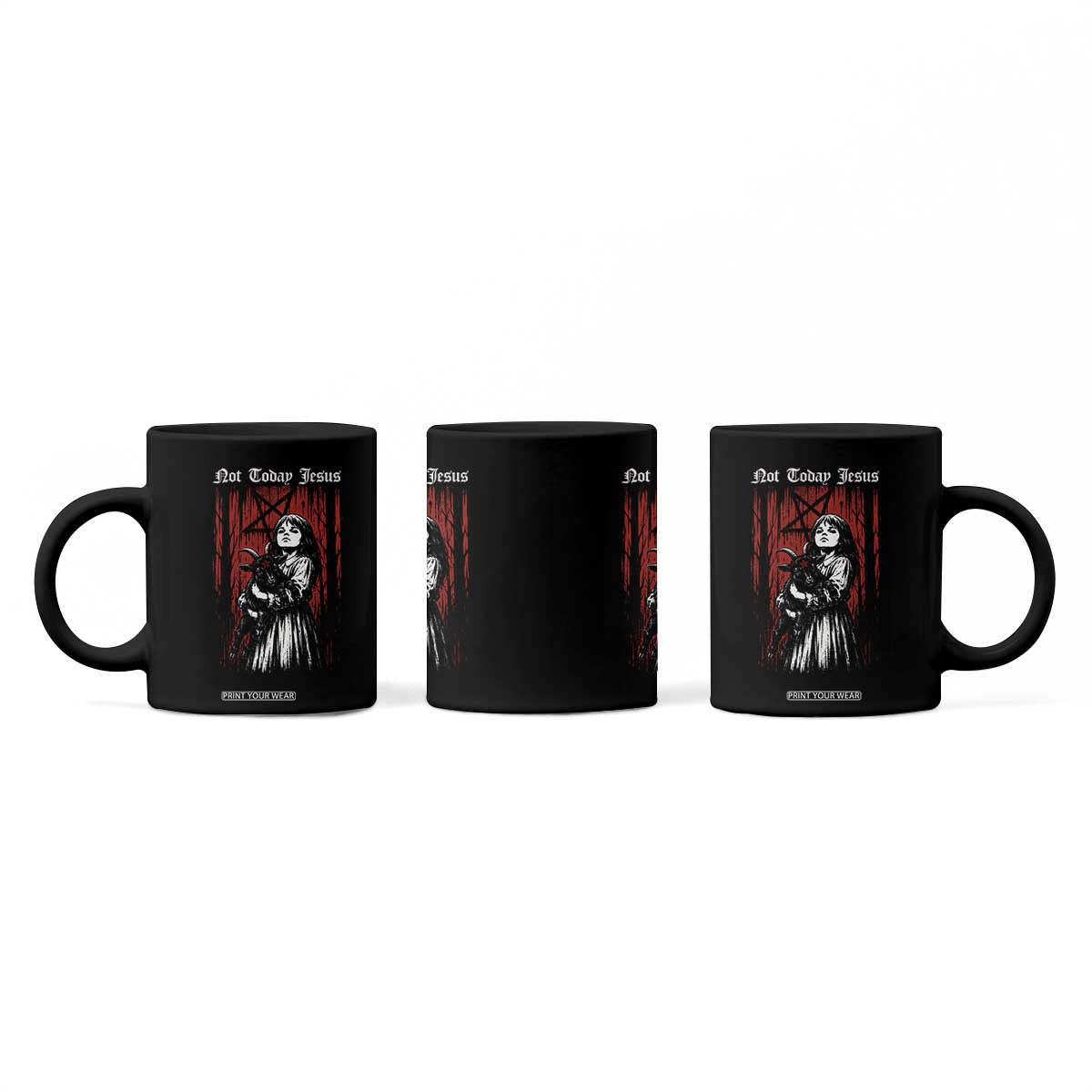 Not Today Jesus Gothic Dark Art Creepy Halloween Coffee Mug