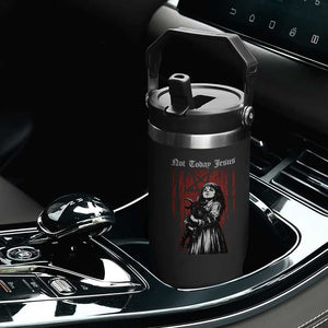 Not Today Jesus Gothic Dark Art Creepy Halloween Flip Straw Tumbler