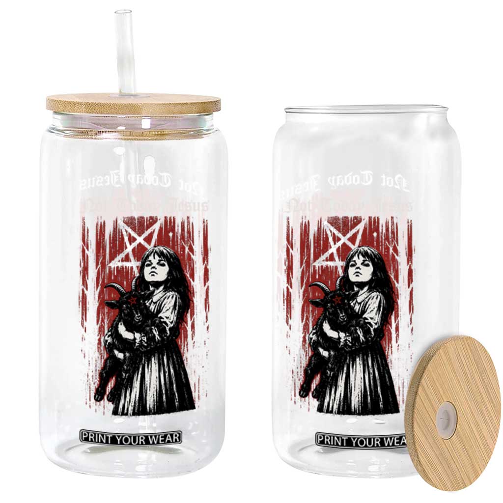 Not Today Jesus Gothic Dark Art Creepy Halloween Glass Can