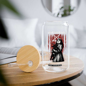 Not Today Jesus Gothic Dark Art Creepy Halloween Glass Can