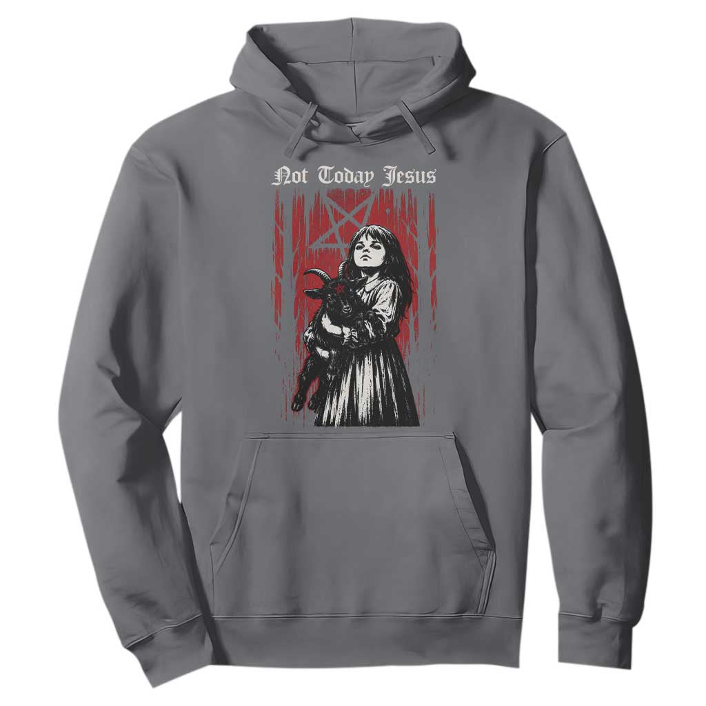 Not Today Jesus Gothic Dark Art Creepy Halloween Hoodie