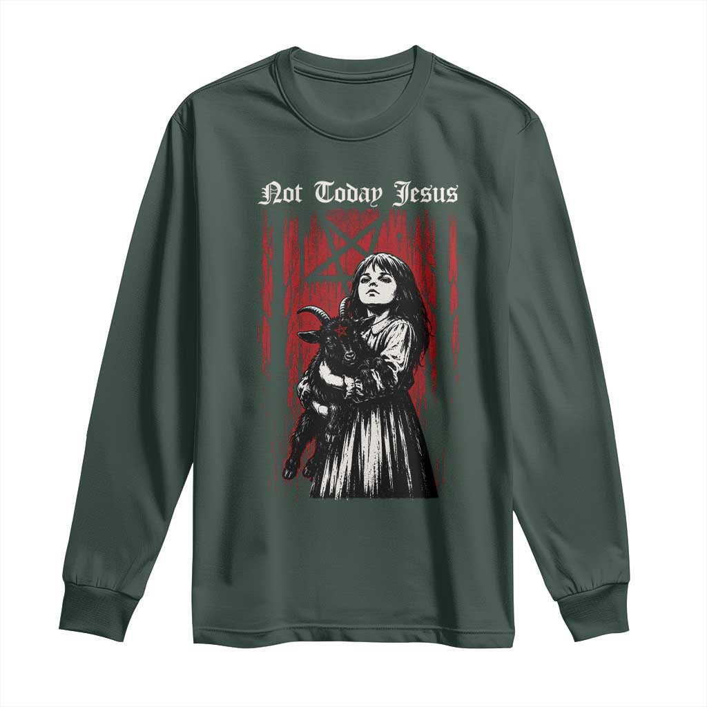 Not Today Jesus Gothic Dark Art Creepy Halloween Long Sleeve Shirt