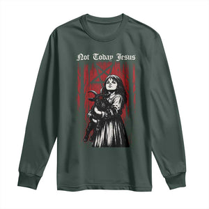 Not Today Jesus Gothic Dark Art Creepy Halloween Long Sleeve Shirt