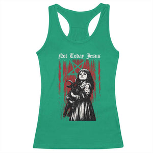 Not Today Jesus Gothic Dark Art Creepy Halloween Racerback Tank Top