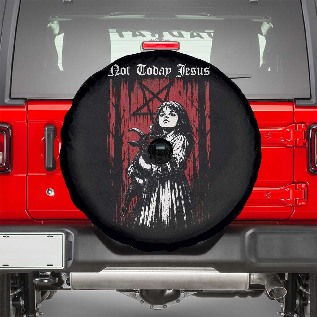 Not Today Jesus Gothic Dark Art Creepy Halloween Spare Tire Cover