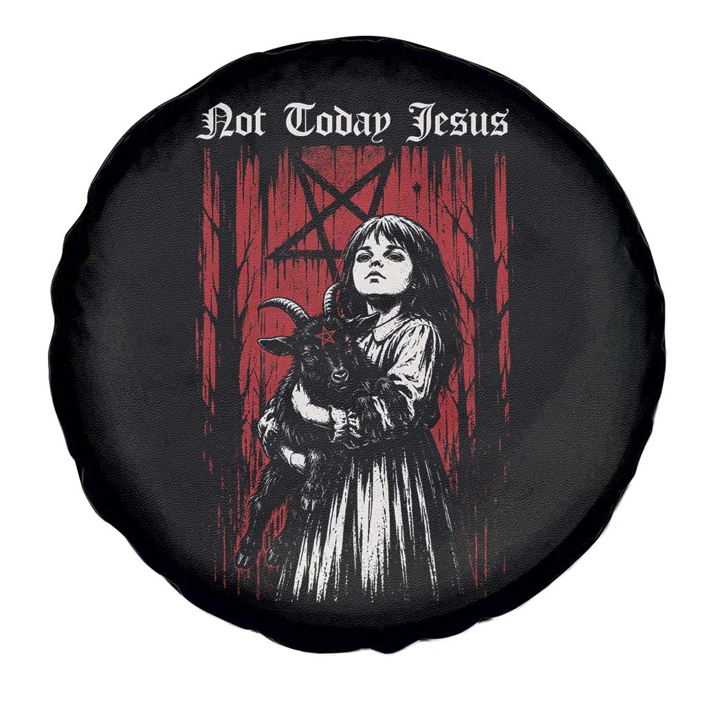 Not Today Jesus Gothic Dark Art Creepy Halloween Spare Tire Cover