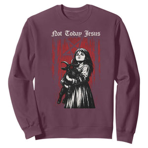 Not Today Jesus Gothic Dark Art Creepy Halloween Sweatshirt