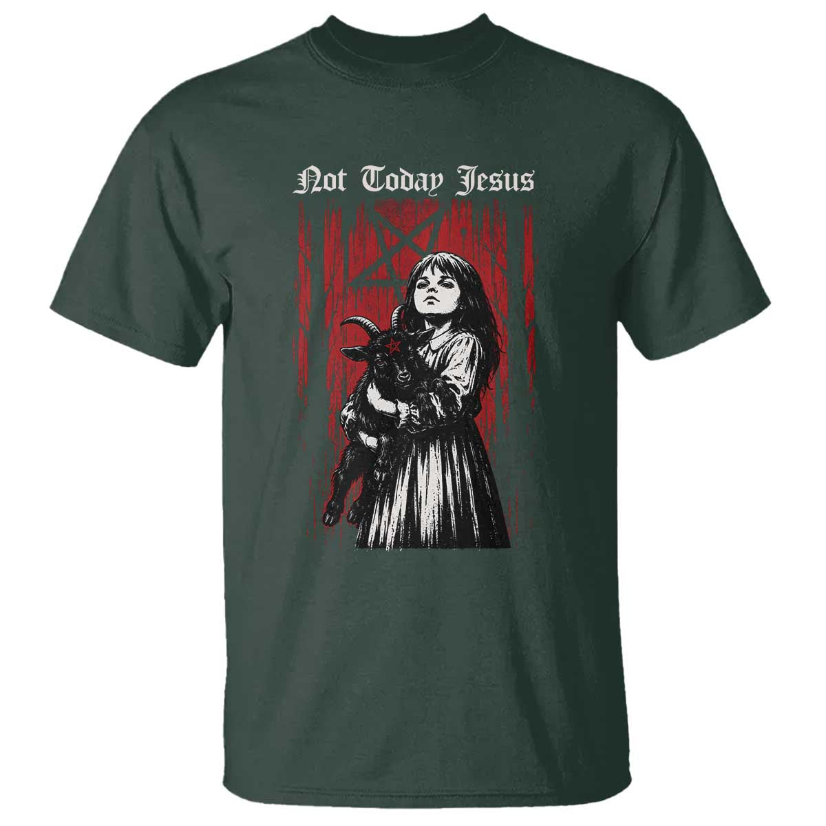 Not Today Jesus Gothic Dark Art Creepy Halloween T Shirt