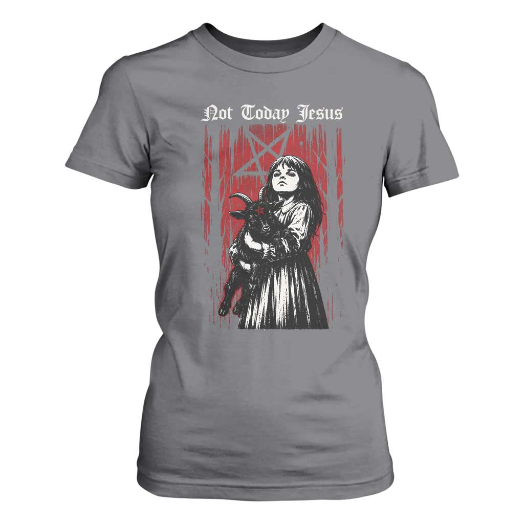 Not Today Jesus Gothic Dark Art Creepy Halloween T Shirt For Women