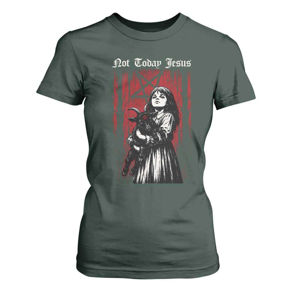Not Today Jesus Gothic Dark Art Creepy Halloween T Shirt For Women