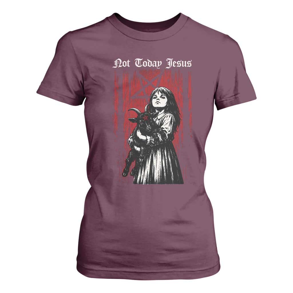 Not Today Jesus Gothic Dark Art Creepy Halloween T Shirt For Women