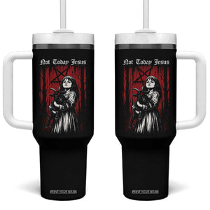 Not Today Jesus Gothic Dark Art Creepy Halloween Tumbler With Handle