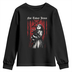 Not Today Jesus Gothic Dark Art Creepy Halloween Youth Sweatshirt