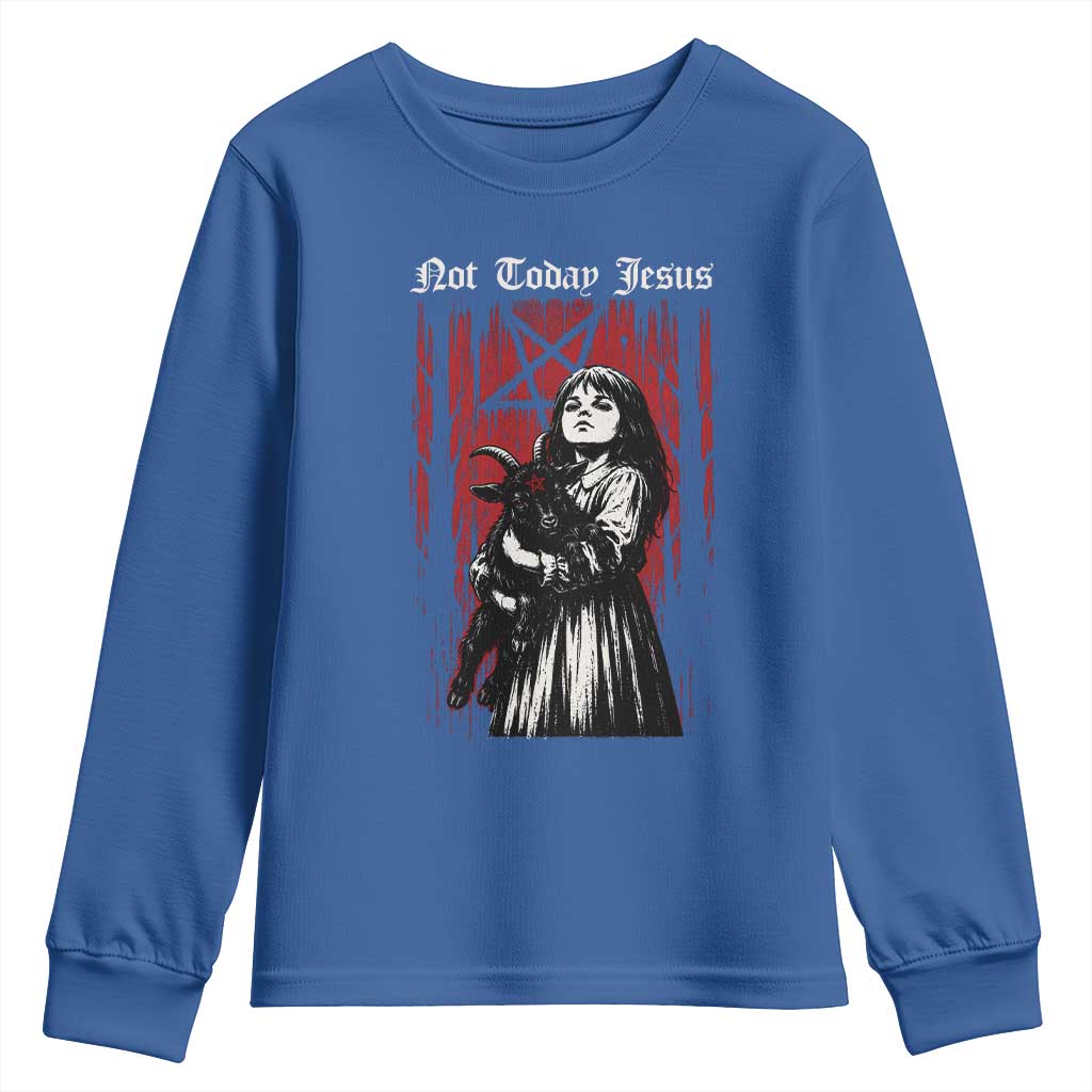 Not Today Jesus Gothic Dark Art Creepy Halloween Youth Sweatshirt