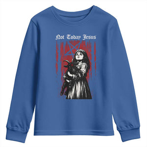 Not Today Jesus Gothic Dark Art Creepy Halloween Youth Sweatshirt