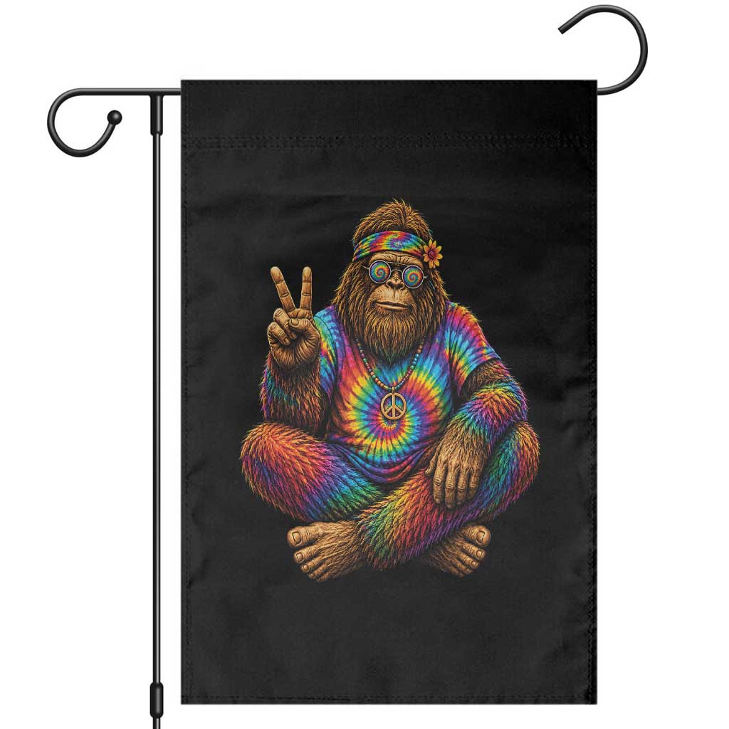 Hippie Bigfoot Peace Sign Tie Dye Sasquatch Garden Flag