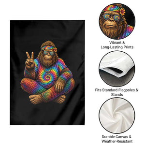 Hippie Bigfoot Peace Sign Tie Dye Sasquatch Garden Flag