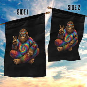 Hippie Bigfoot Peace Sign Tie Dye Sasquatch Garden Flag