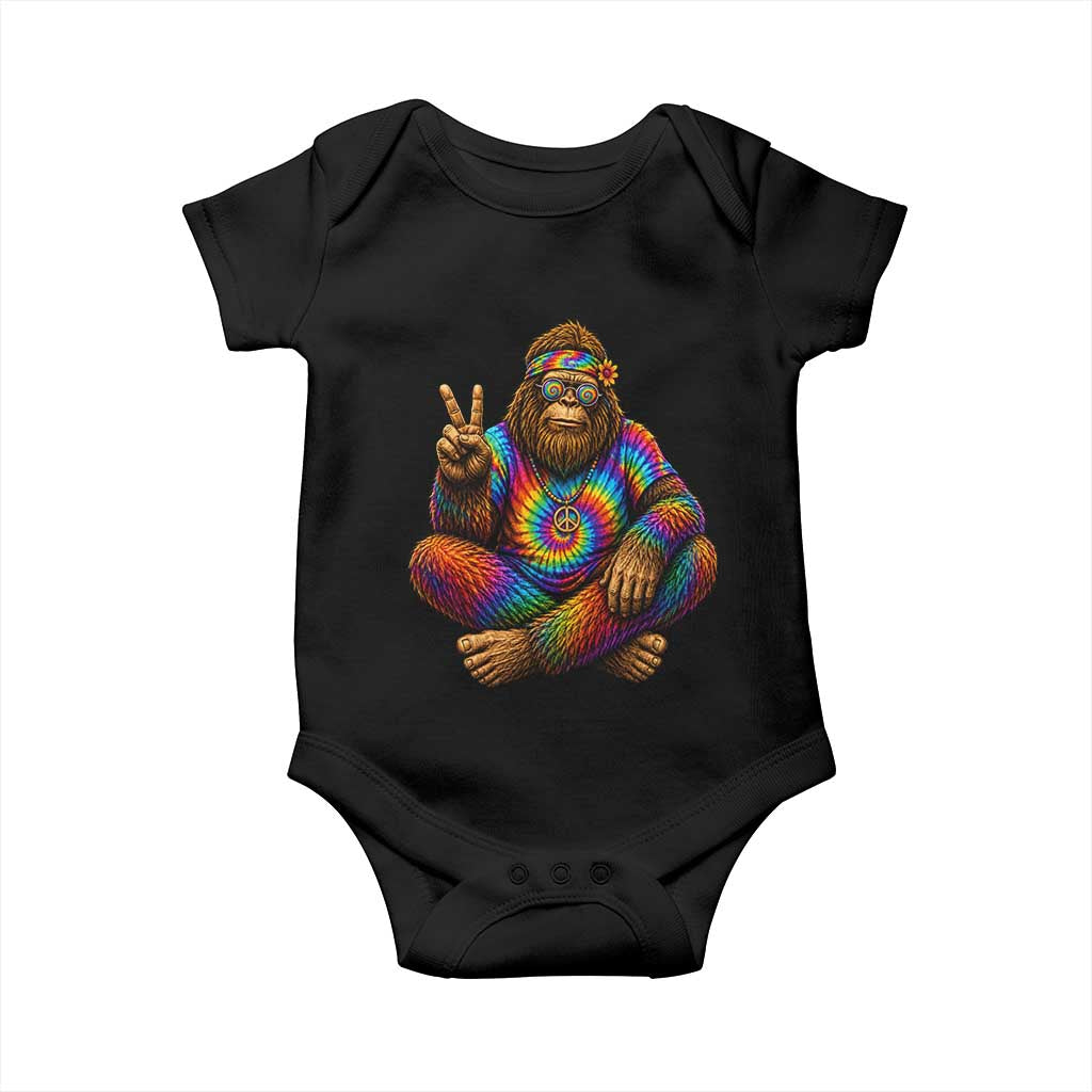 Hippie Bigfoot Peace Sign Tie Dye Sasquatch Baby Onesie TS11 Black Print Your Wear