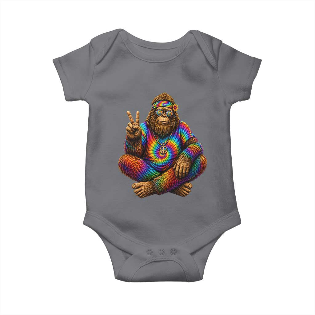 Hippie Bigfoot Peace Sign Tie Dye Sasquatch Baby Onesie