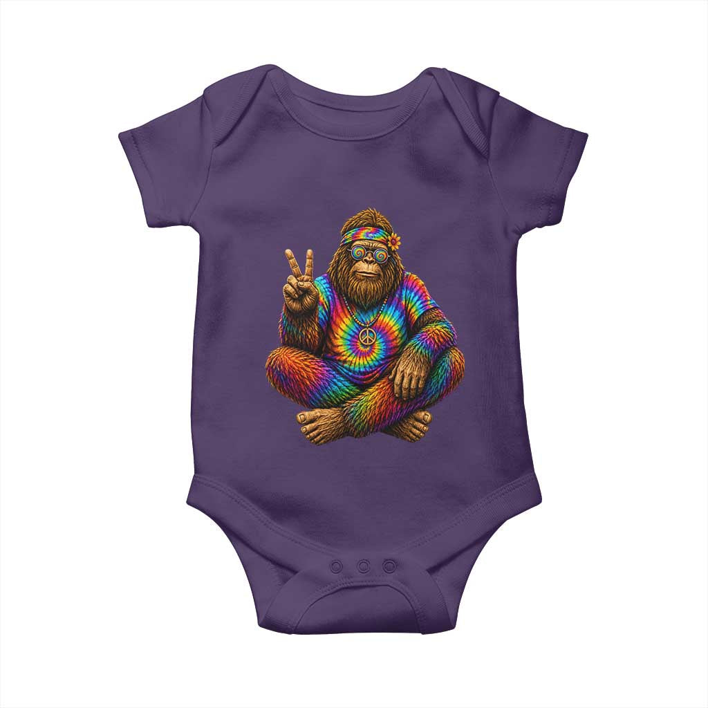 Hippie Bigfoot Peace Sign Tie Dye Sasquatch Baby Onesie