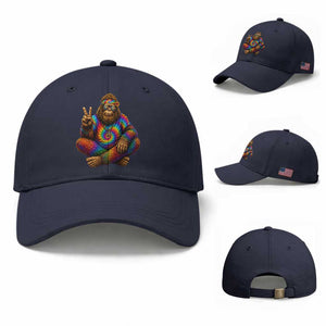 Hippie Bigfoot Peace Sign Tie Dye Sasquatch Baseball Cap