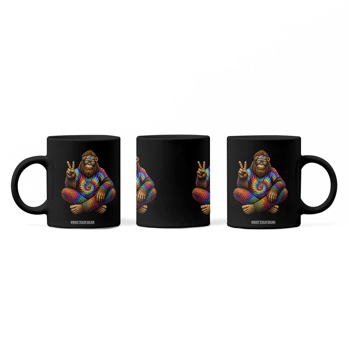 Hippie Bigfoot Peace Sign Tie Dye Sasquatch Coffee Mug