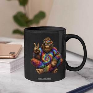 Hippie Bigfoot Peace Sign Tie Dye Sasquatch Coffee Mug