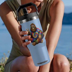 Hippie Bigfoot Peace Sign Tie Dye Sasquatch Flip Straw Tumbler