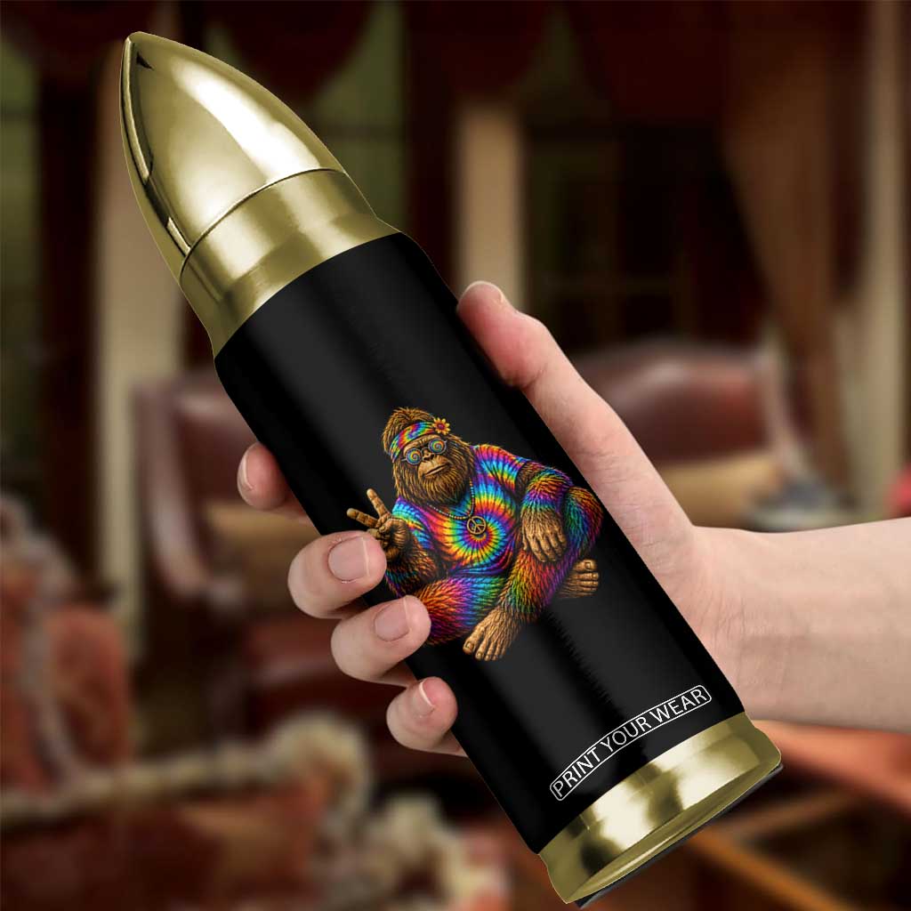 Hippie Bigfoot Peace Sign Tie Dye Sasquatch Bullet Tumbler