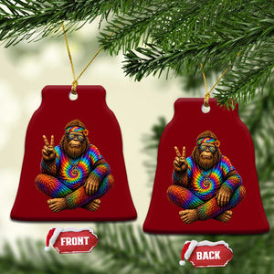Hippie Bigfoot Peace Sign Tie Dye Sasquatch Ceramic Ornament