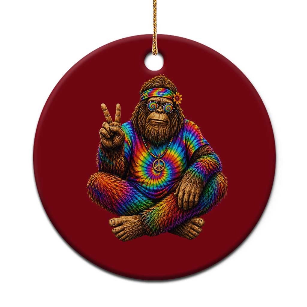 Hippie Bigfoot Peace Sign Tie Dye Sasquatch Ceramic Ornament TS11 1pc Red Print Your Wear