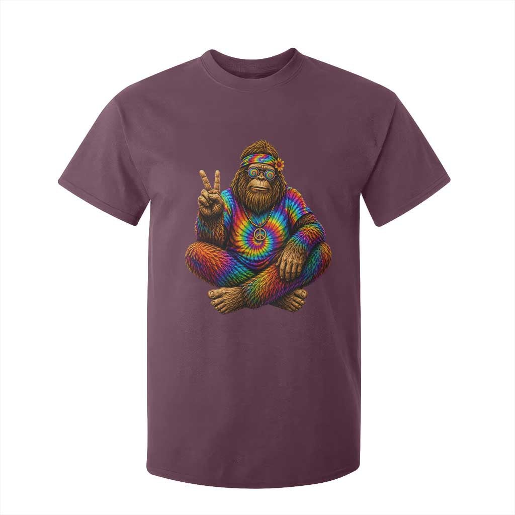 Hippie Bigfoot Peace Sign Tie Dye Sasquatch T Shirt For Kid