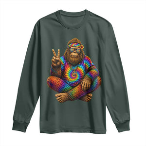 Hippie Bigfoot Peace Sign Tie Dye Sasquatch Long Sleeve Shirt
