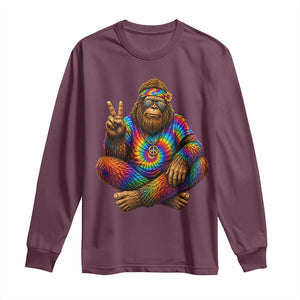 Hippie Bigfoot Peace Sign Tie Dye Sasquatch Long Sleeve Shirt