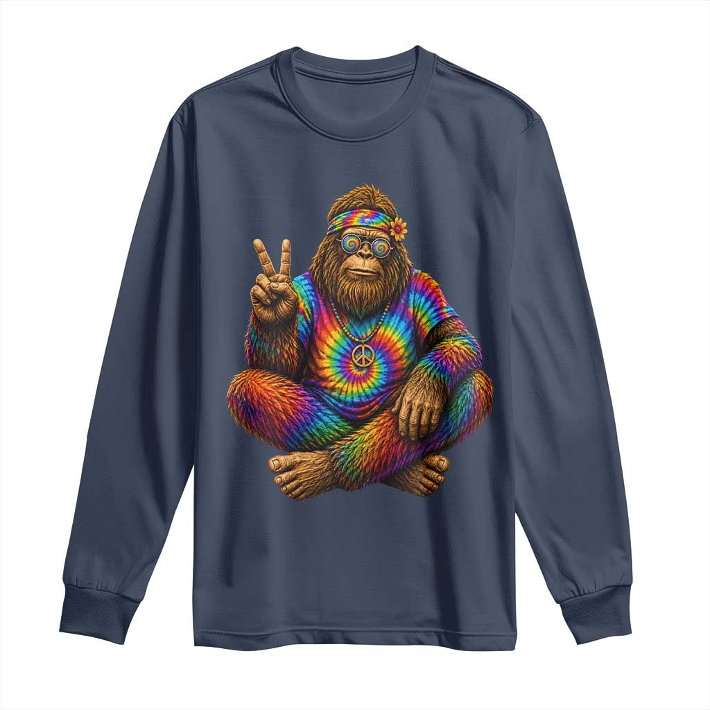 Hippie Bigfoot Peace Sign Tie Dye Sasquatch Long Sleeve Shirt