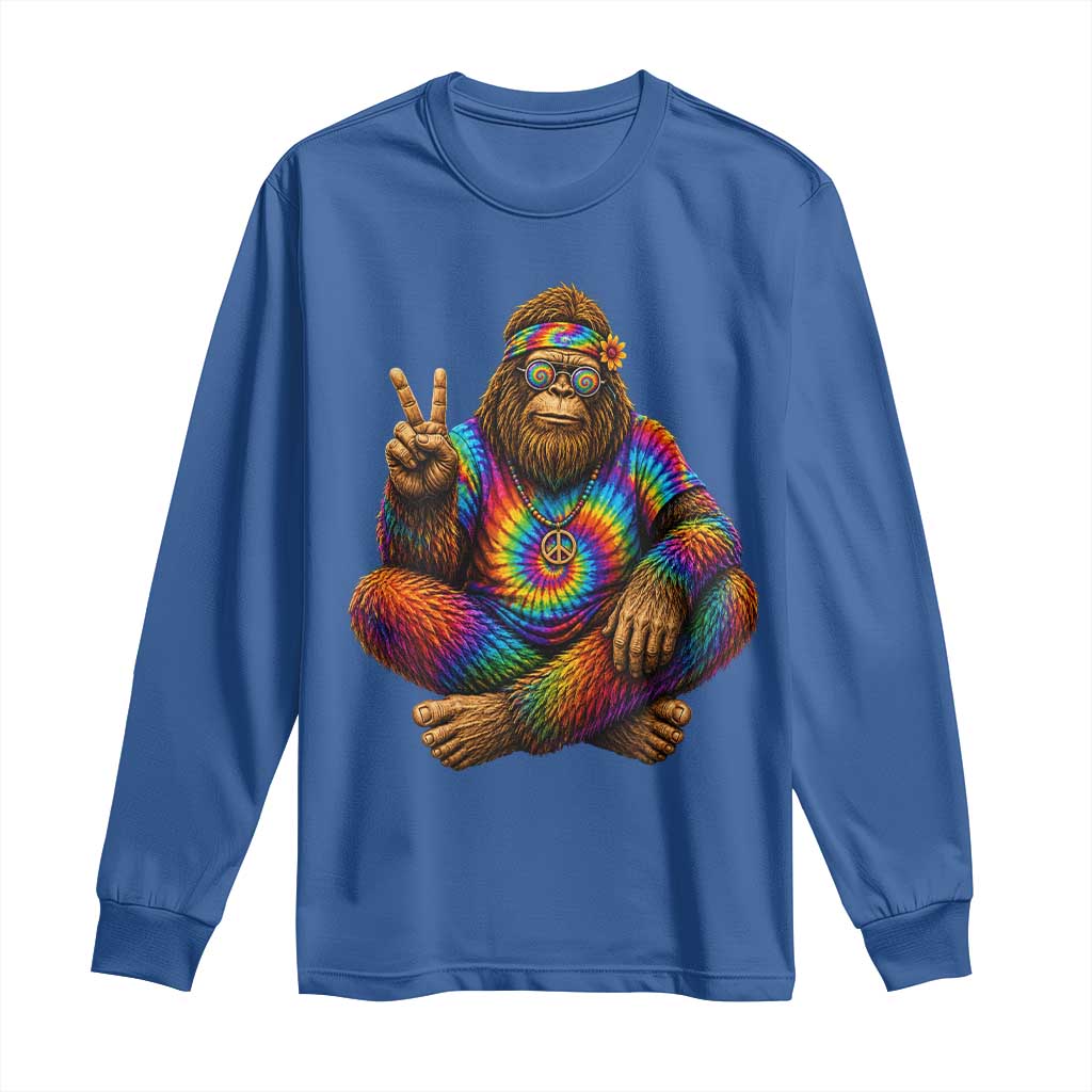 Hippie Bigfoot Peace Sign Tie Dye Sasquatch Long Sleeve Shirt