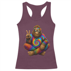Hippie Bigfoot Peace Sign Tie Dye Sasquatch Racerback Tank Top