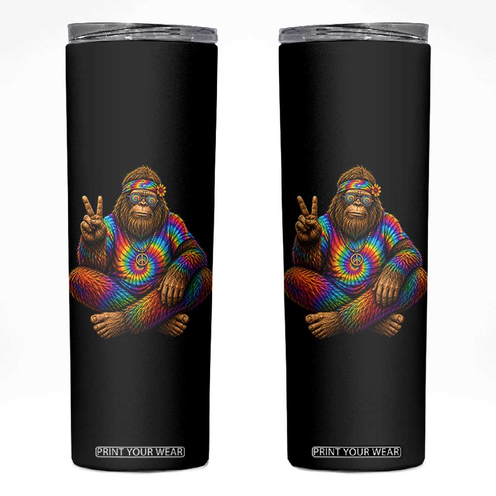 Hippie Bigfoot Peace Sign Tie Dye Sasquatch Skinny Tumbler