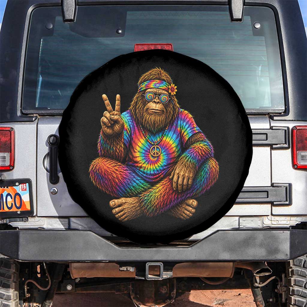 Hippie Bigfoot Peace Sign Tie Dye Sasquatch Spare Tire Cover TS11 No hole Black Print Your Wear