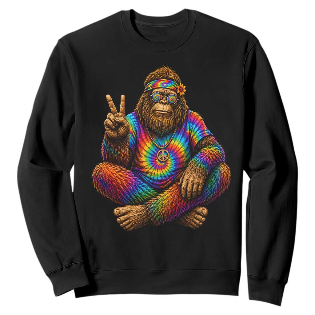 Hippie Bigfoot Peace Sign Tie Dye Sasquatch Sweatshirt