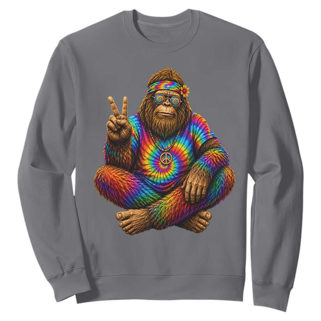 Hippie Bigfoot Peace Sign Tie Dye Sasquatch Sweatshirt