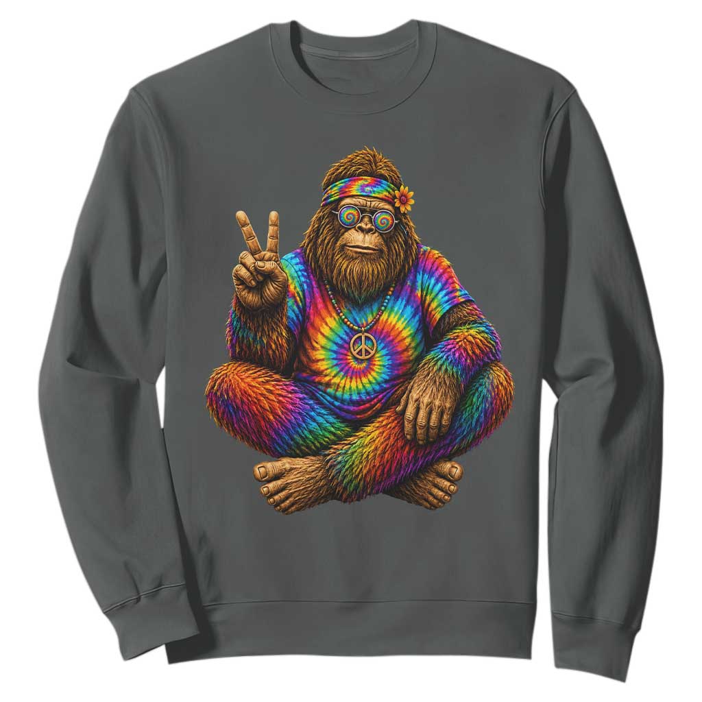 Hippie Bigfoot Peace Sign Tie Dye Sasquatch Sweatshirt