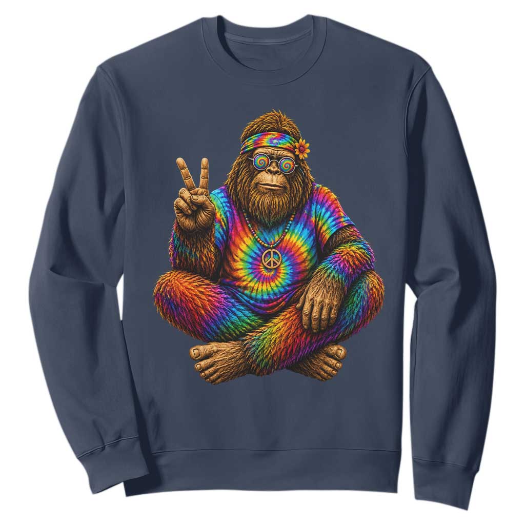 Hippie Bigfoot Peace Sign Tie Dye Sasquatch Sweatshirt