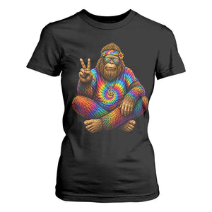 Hippie Bigfoot Peace Sign Tie Dye Sasquatch T Shirt For Women