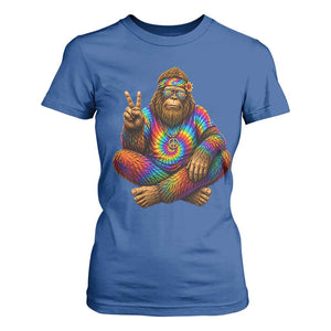 Hippie Bigfoot Peace Sign Tie Dye Sasquatch T Shirt For Women