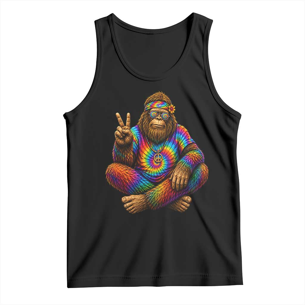 Hippie Bigfoot Peace Sign Tie Dye Sasquatch Tank Top TS11 Black Print Your Wear
