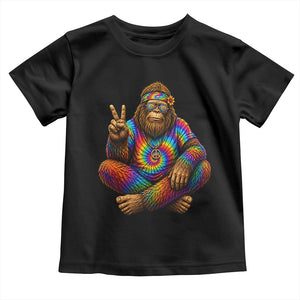 Hippie Bigfoot Peace Sign Tie Dye Sasquatch Toddler T Shirt