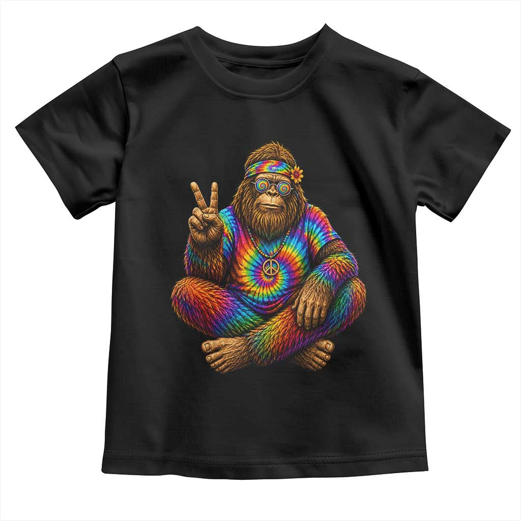 Hippie Bigfoot Peace Sign Tie Dye Sasquatch Toddler T Shirt TS11 Black Print Your Wear