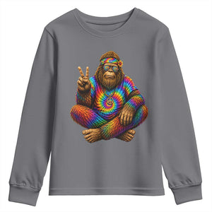 Hippie Bigfoot Peace Sign Tie Dye Sasquatch Youth Sweatshirt